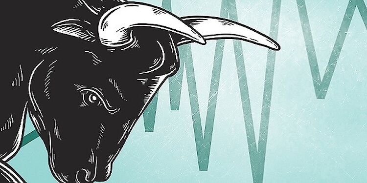 Getekende stier voor een achtergrond met lijnen