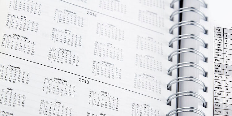 closeup van kalenderjaar in agenda
