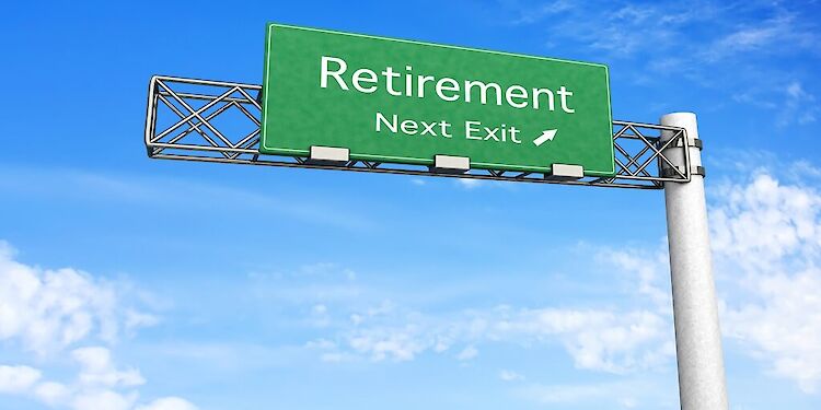 Verkeersbord met 'retirement, next exit' erop.